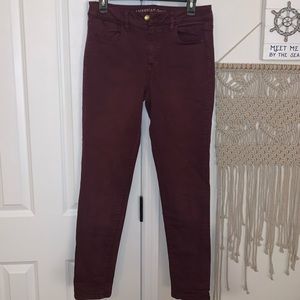 American Eagle skinny maroon jeans